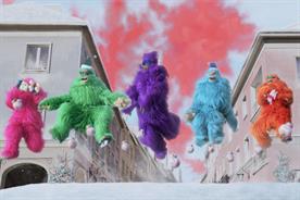 Argos sends ice-skating rainbow-coloured yetis through the streets in Christmas campaign