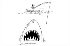 Times cartoonist David Haldane illustrates the perceived precariousness of MailOnline's reliance on digital ads