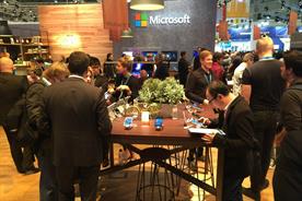 Microsoft, Huawei and Sony each used natural wood textures to add warmth to their stands