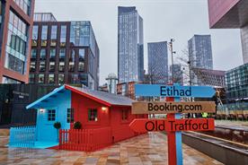 Booking.com: activation is located right in the middle of Manchester's two football stadiums