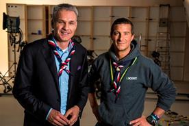 Vodafone CEO Jeroen Hoencamp (left) and Chief Scout Bear Grylls (right)