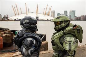 Master Chief and Agent Locke landed outside London's The O2 