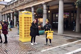 Bumble turns phone box yellow for Valentine's Day