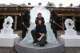 The throne was created by Glacial Art Ice Sculptors
