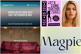 IWD (clockwise from top left): Scottish Widows by Zenith and Adam & Eve/DDB; 'Let's come together' by Wonderhood Studios; Magpie by Wunderman Thompson; and 'BreaktheBias' by Publicis Groupe UK