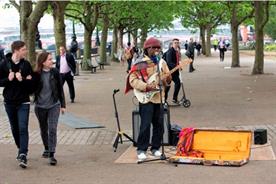 Nile Rodgers busked on the South Bank this morning (22 June)