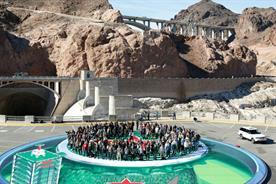 The group posed for the photo in the Hoover Dam 