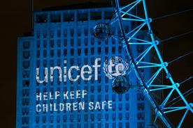 A number of landmarks were lit up blue in support of children affected by the Syrian crisis