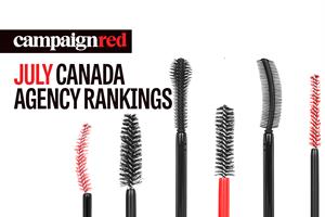 Campaign Red logo on stock art of mascara applicators with title 