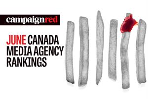 Campaign Red logo next to black and white photo of six French fries with splash of red ketchup 