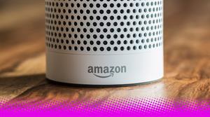 A closeup of an Amazon Echo device