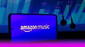 Amazon Music logo on a smartphone