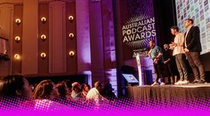 A photograph of the Australian Podcast Awards ceremony 2021