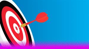 Bulls-eye hit target in dart board - stock photo