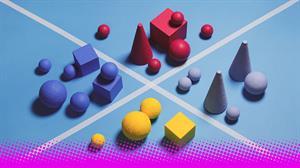 Graphic illustration showing different coloured shapes to represent data categorisation