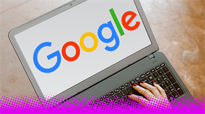 Google logo is displayed on a laptop screen - stock image 