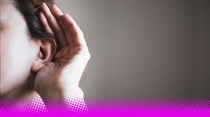 Photograph of someone cupping their hand to their ear