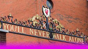 A photograph of the gates to Liverpool FC's Anfield stadium