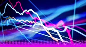 Graph lines on screen - stock photo