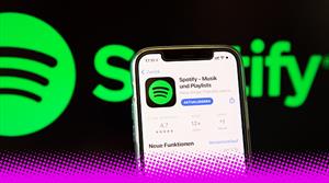 A screenshot of a smartphone with the Spotify App Store listing