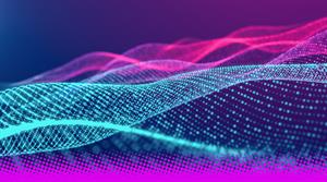 3d rendering Neon Colored wavy Abstract background