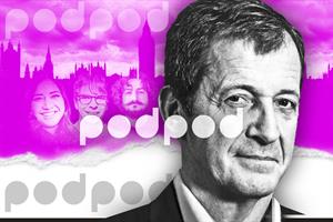 A photograph of Alastair Campbell on a graphic background