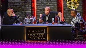 DJ EFN (L), Fat Joe (C), and N.O.R.E. (R) onstage during the 2022 BET Hip Hop Awards