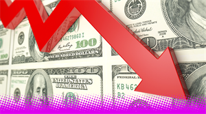 Red arrow And dollar finance decline graph- Stock image - stock photo