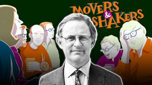 Photograph of High Court Judge Sir Nicholas Mostyn on top of the Movers & Shakers podcast artwork