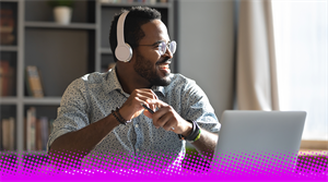 Podcast listener - stock image