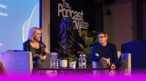 Emily Maitlis and Louis Theroux at The Podcast Show 2022