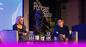 Emily Maitlis and Louis Thereoux at The Podcast Show 2022