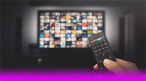 TV screen and remote - stock image 