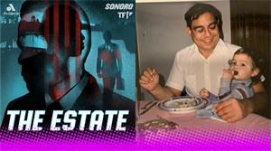 The Estate artwork and picture of Alex Estrada as a baby with his dad 