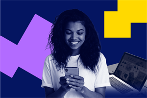 woman looking at phone graphic