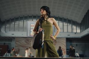 Woman standing in an airport