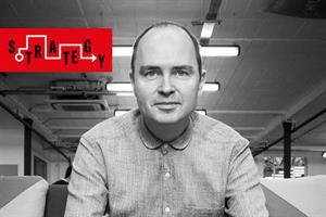 A black and white headshot of Lucky Generals' Andy Nairn with the word 'strategy' in a red rectangle