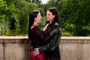 A couple on a bridge