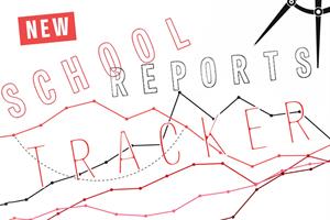 Data lines with a compass and 'New School Reports Tracker' overwritten