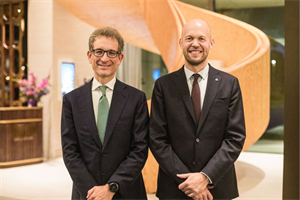 Ørsted CEO Rasmus Errboe (right) and Enel Green Power CEO Salvatore Bernabei (left) will lead WindEurope for 18 months (pic credit: WindEurope) 