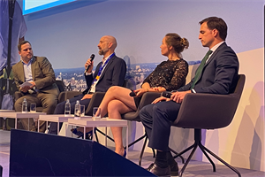 (Left to right:) Andreas Mummert of Germany’s Offshore Wind Energy Foundation, EnBW’s Holger Grubel, Skyborn Renewables’ Bénédicte Bergeaud and Iberdrola’s Felipe Montero