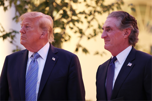 US President Donald Trump and interior secretary Doug Burgum (pic credit: Anna Moneymaker/Getty Images)