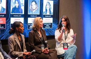 (L-R) Salma Aboukar, Leslie Koch and Natalie Silverstein. (Photo credit: Erica Berger). 