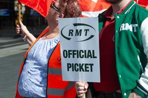 Striking RMT members join the picket line at Kings Cross, London on 21 June (photo by Guy Smallman/Getty images)