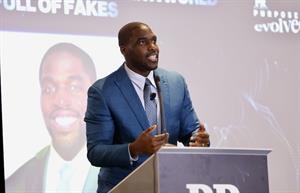 Sam Acho speaks at PRDecoded.