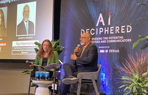 L-R: Haymarket's Alison Weissbrot and Mastercard's Raja Rajamannar. (Photo credit: Diana Bradley).