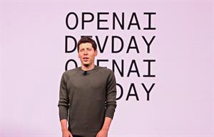 Sam Altman at OpenAI's first developer conference this year. (Photo credit: Getty Images).