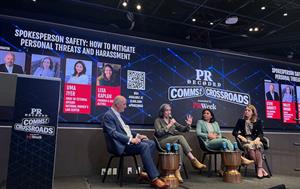 L-R: PRWeek's Steve Barrett, REI's Halley Knigge, NWLC's Uma Iyer and Alethea's Lisa Kaplan. (Image via Haymarket Media). 