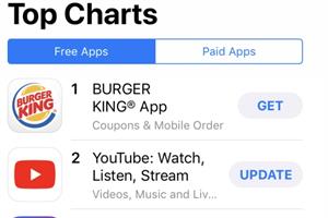 Burger King assumes top spot on App Store following #WhopperDetour stunt