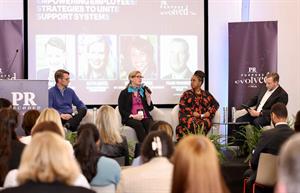 L-R: Grainger’s Brodie Bertrand, Conagra Brands’ Katya Hantel, Hyatt Hotels Corporation’s Monique Pinnock and PRWeek’s Frank Washkuch